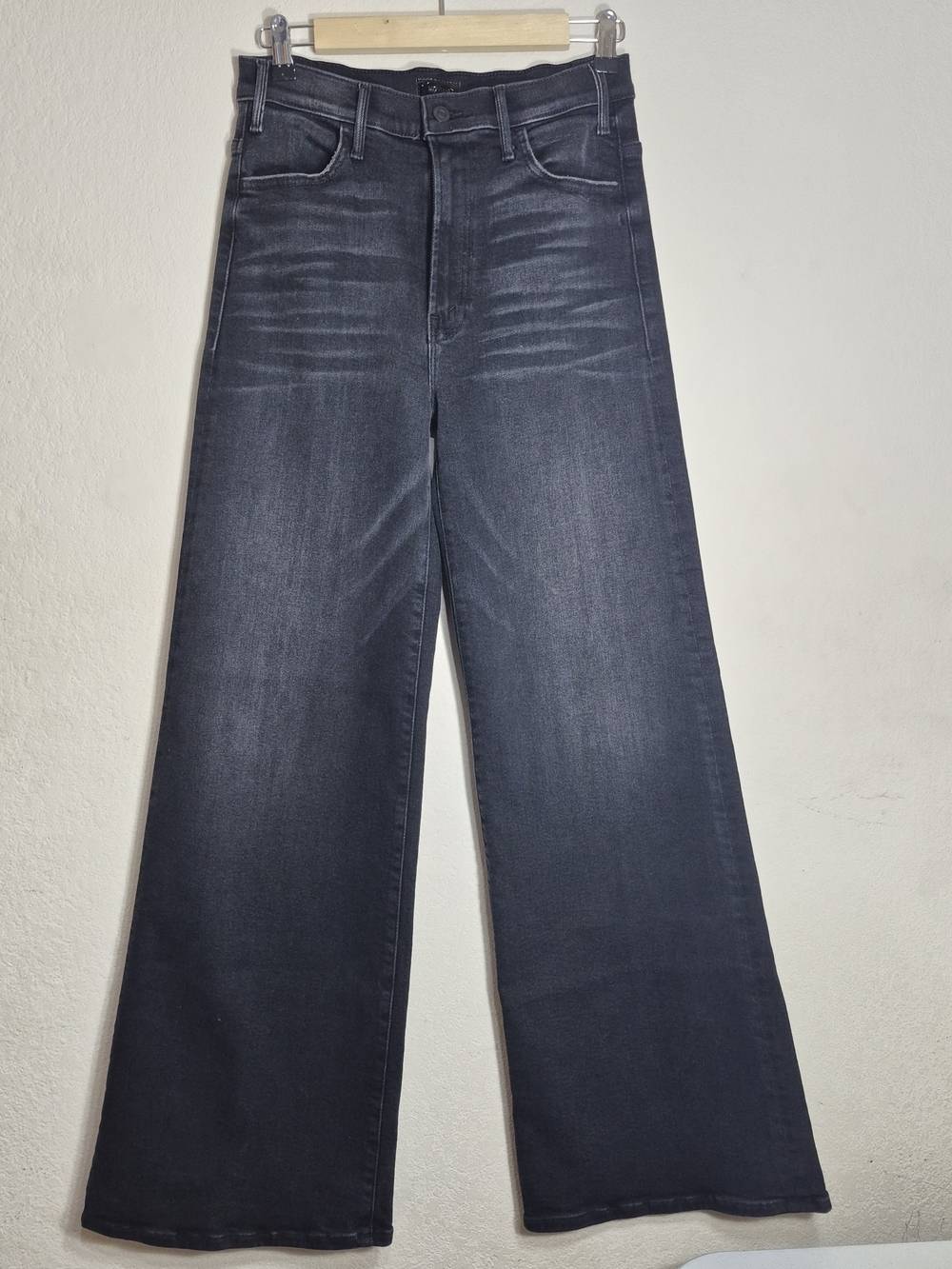 Mother Hustler Roller Sneak Jeans Not Today Satan Wide Leg Denim Size 29